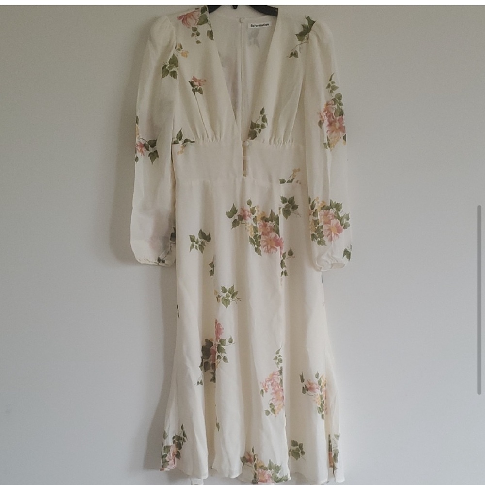 REFORMATION LORNE FLORAL LONG SLEEVE MIDI DRESS, SIZE:10 - Picture 4 of 7